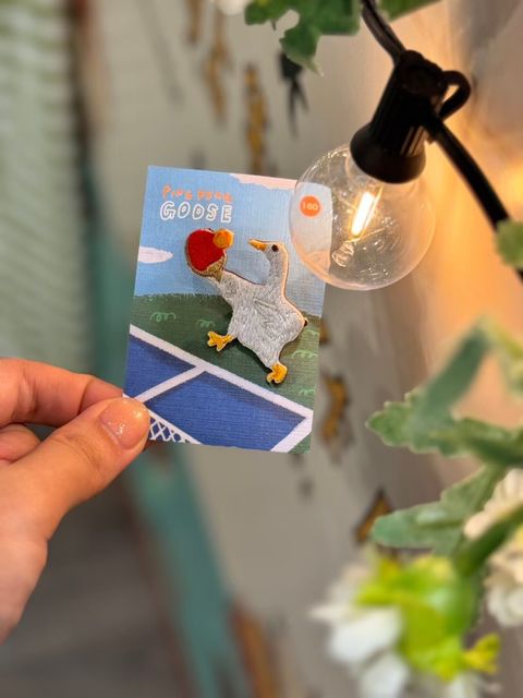 刺繡別針  運動動物 - 乒乓鵝