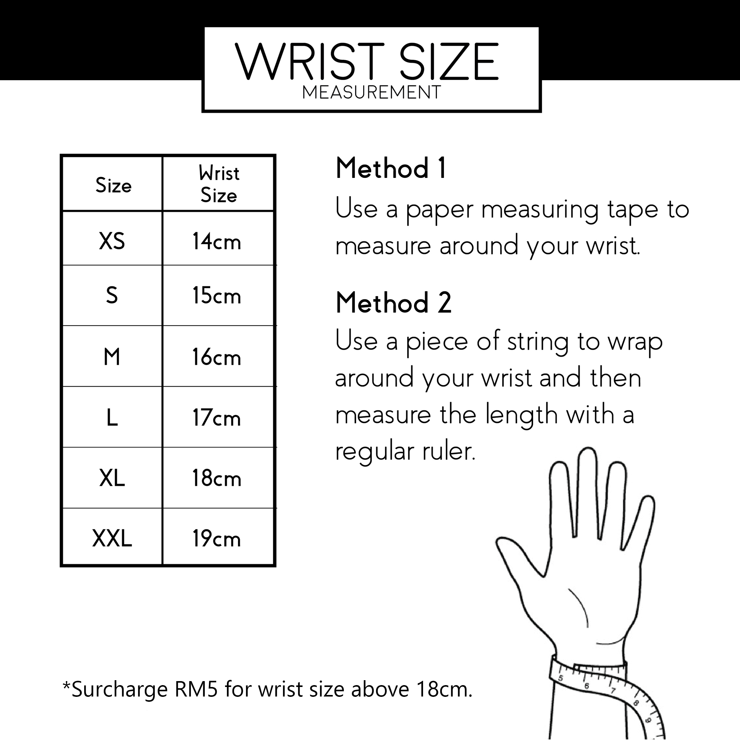 Wrist Circumference Frame Size Chart