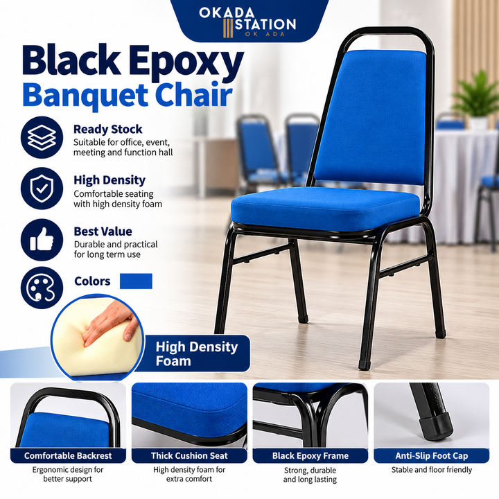Blue Black Epoxy Banquet Chair Showcase