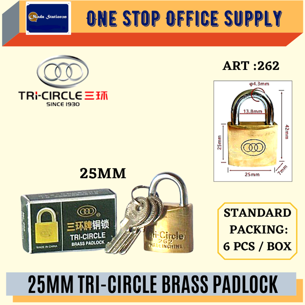 Tri-Circle 265 Brass Padlock - Complete Security Hardware