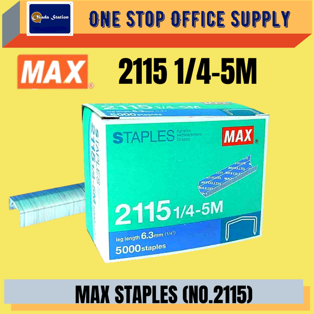 MAX 2115 1/4 B-8 6.3mm leg length 5000 Staples for HD-88R HP-88 Stapler 2 Boxes