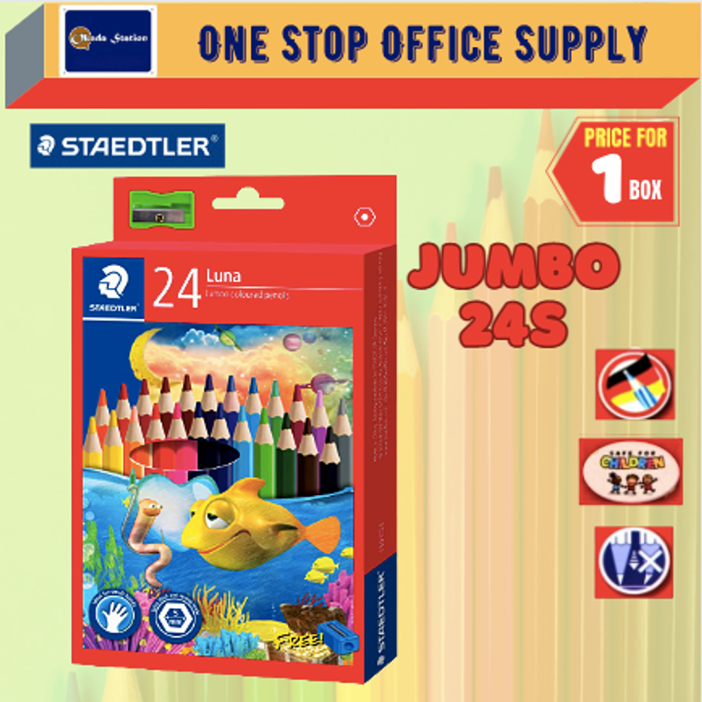  STAEDTLER Luna 24 Colors Coloured Pencil Set with FREE Pencil  Sharpener : Office Products