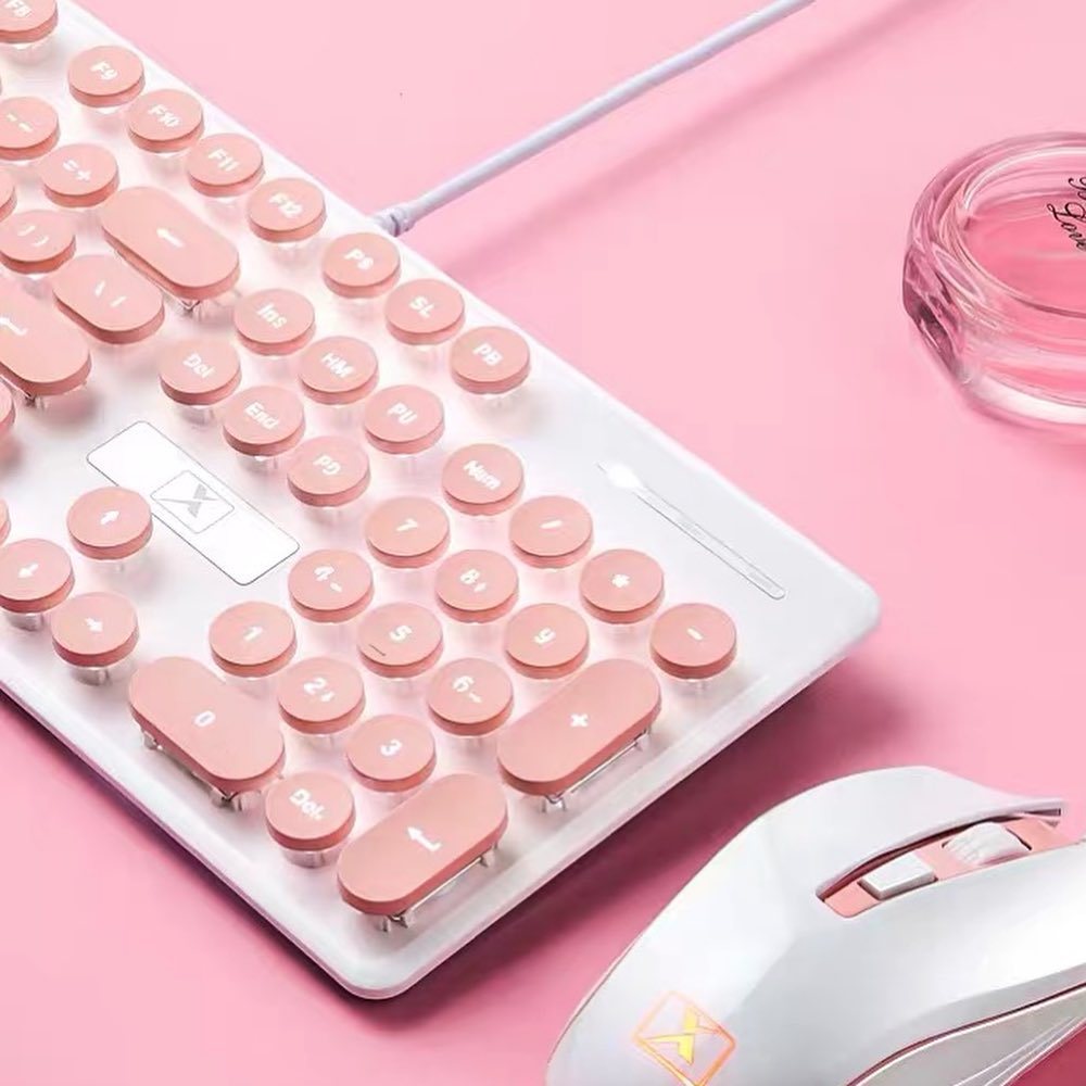 Pastel Round Wire Keyboard Getaholic Getaway Shopaholic