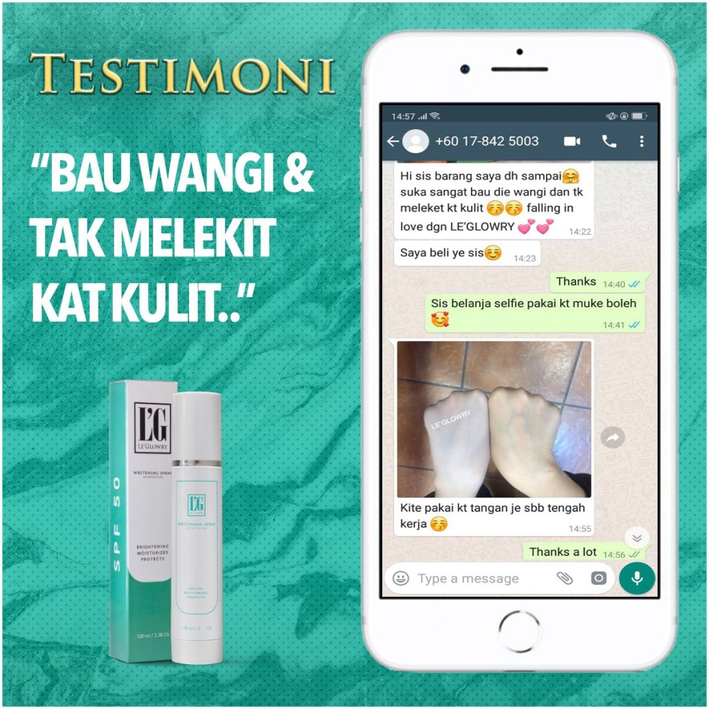 Testimoni leglowry whitening spray putihkan kulit