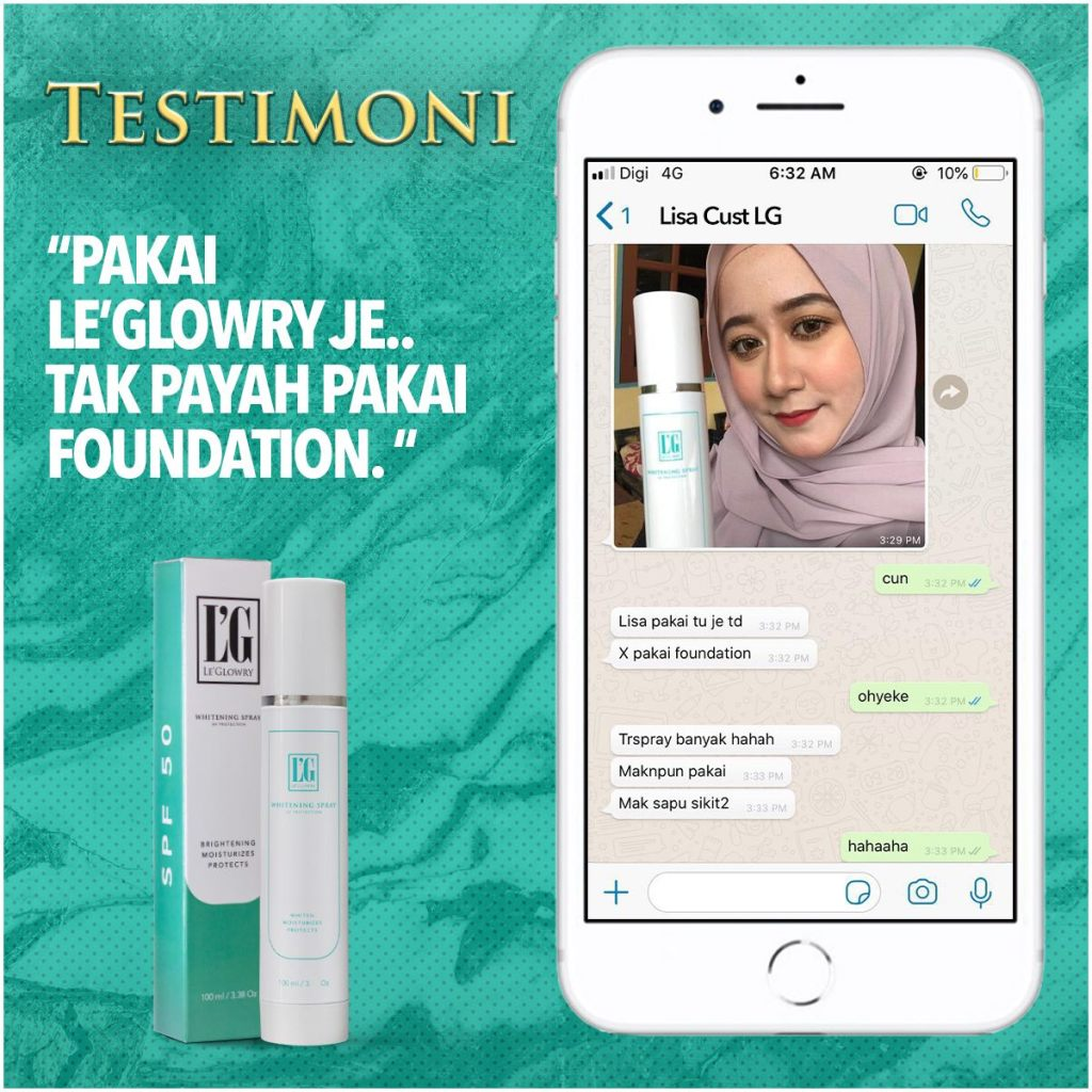 Testimoni leglowry whitening spray putihkan kulit