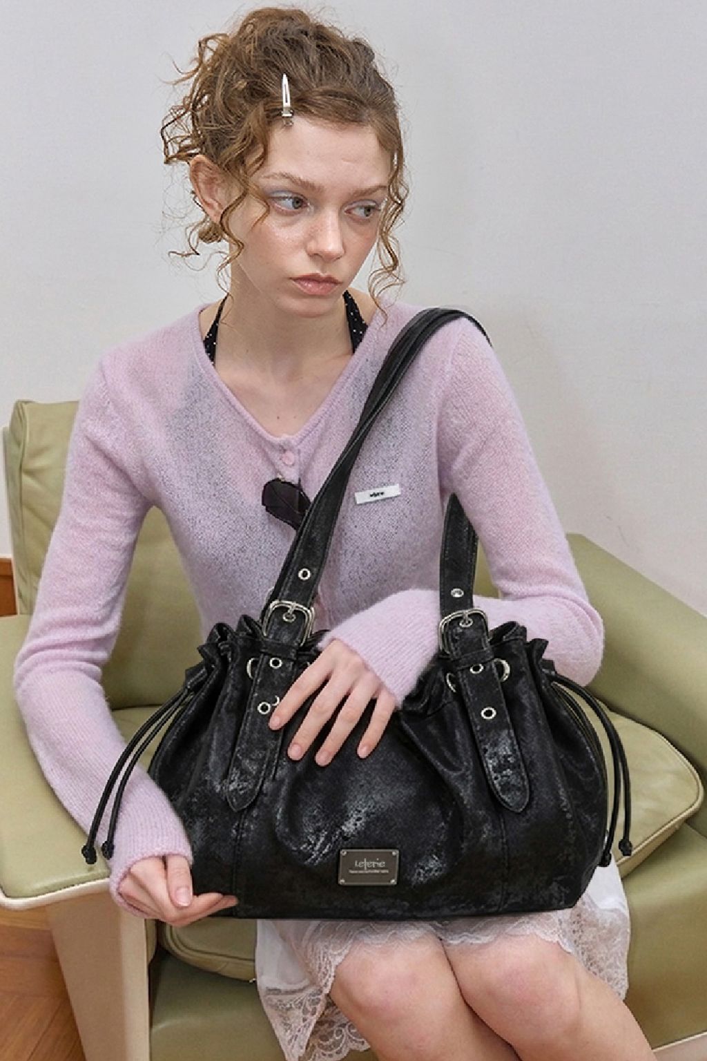 STRING BUCKET BAG_BLACK
