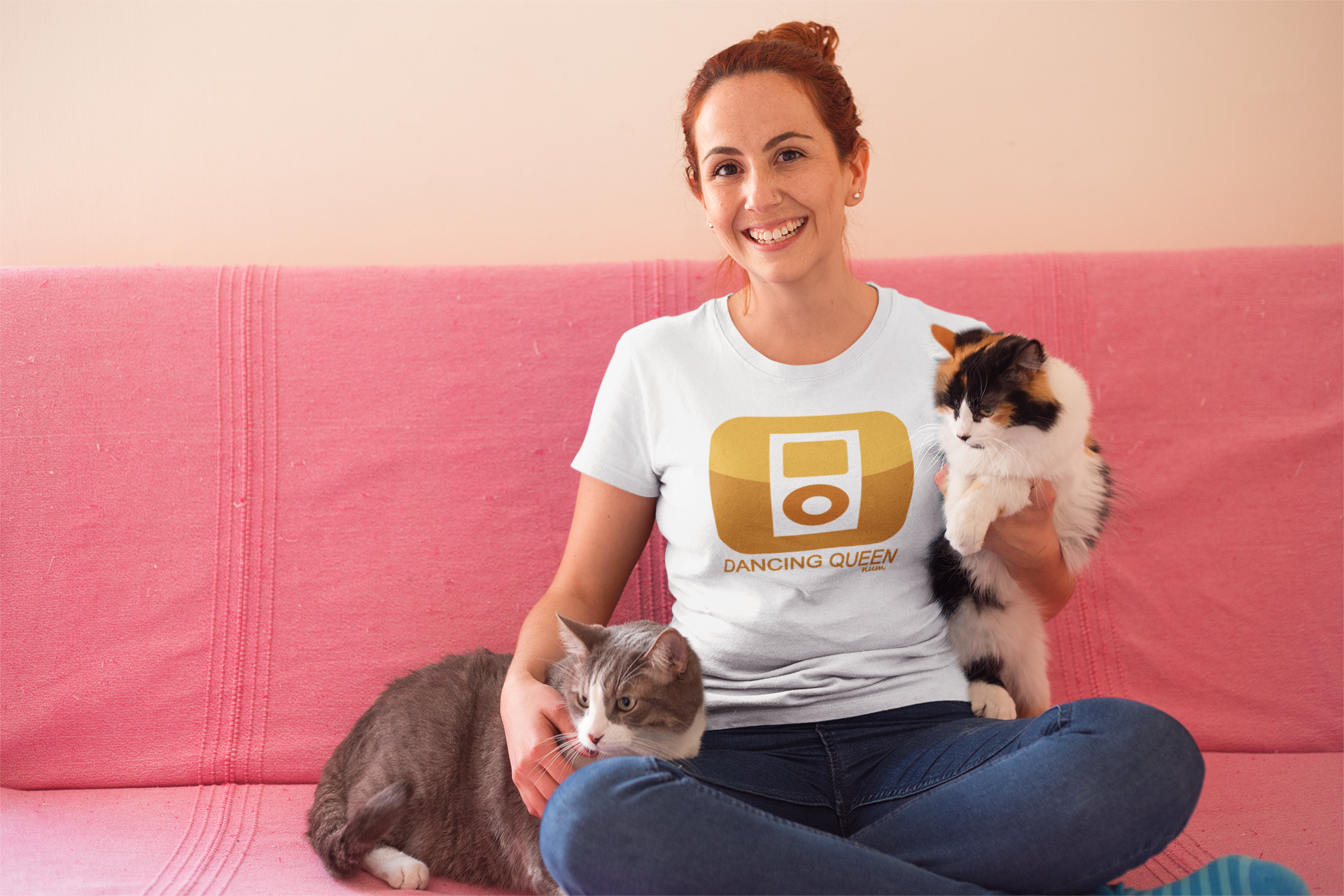 happy-cat-lady-wearing-a-t-shirt-mockup-sitting-on-her-sofa-a18981.png