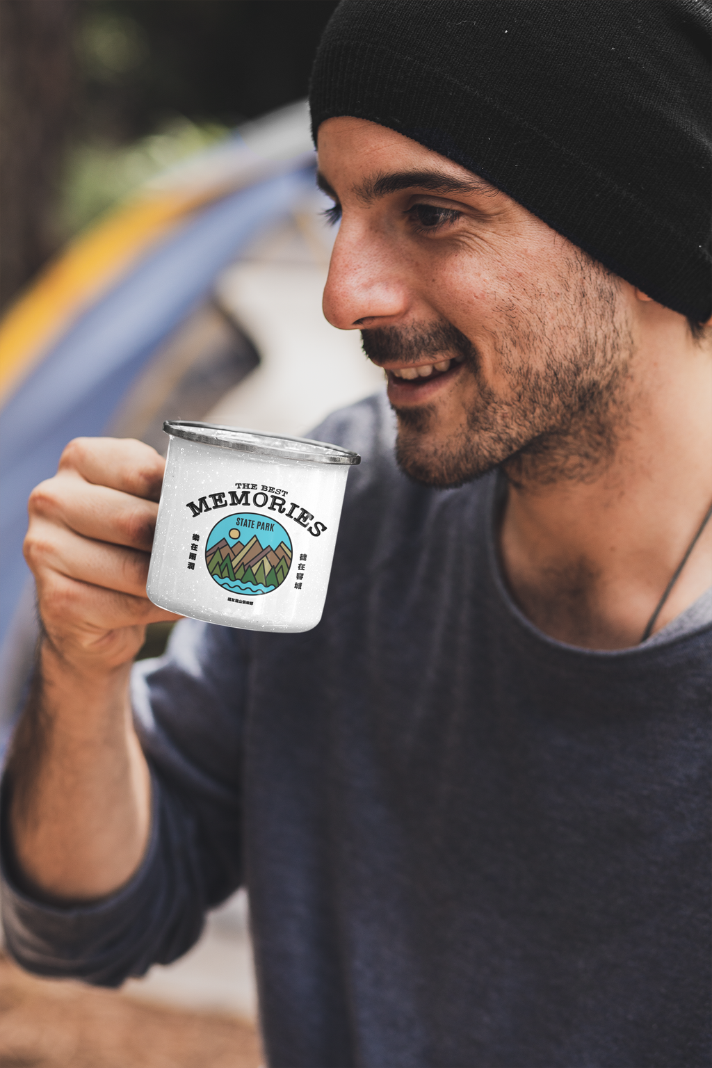 mockup-of-a-man-drinking-from-a-12-oz-silver-rim-enamel-mug-at-a-campsite-30478 (5).png