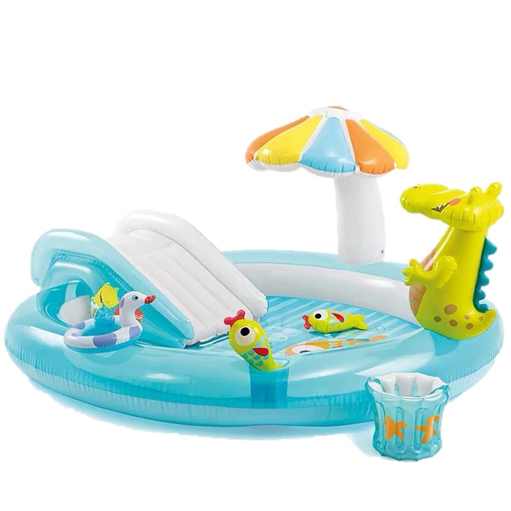 Inflatable Swimming Pool Children Float Gray White Dolphin Rider Kids Toy