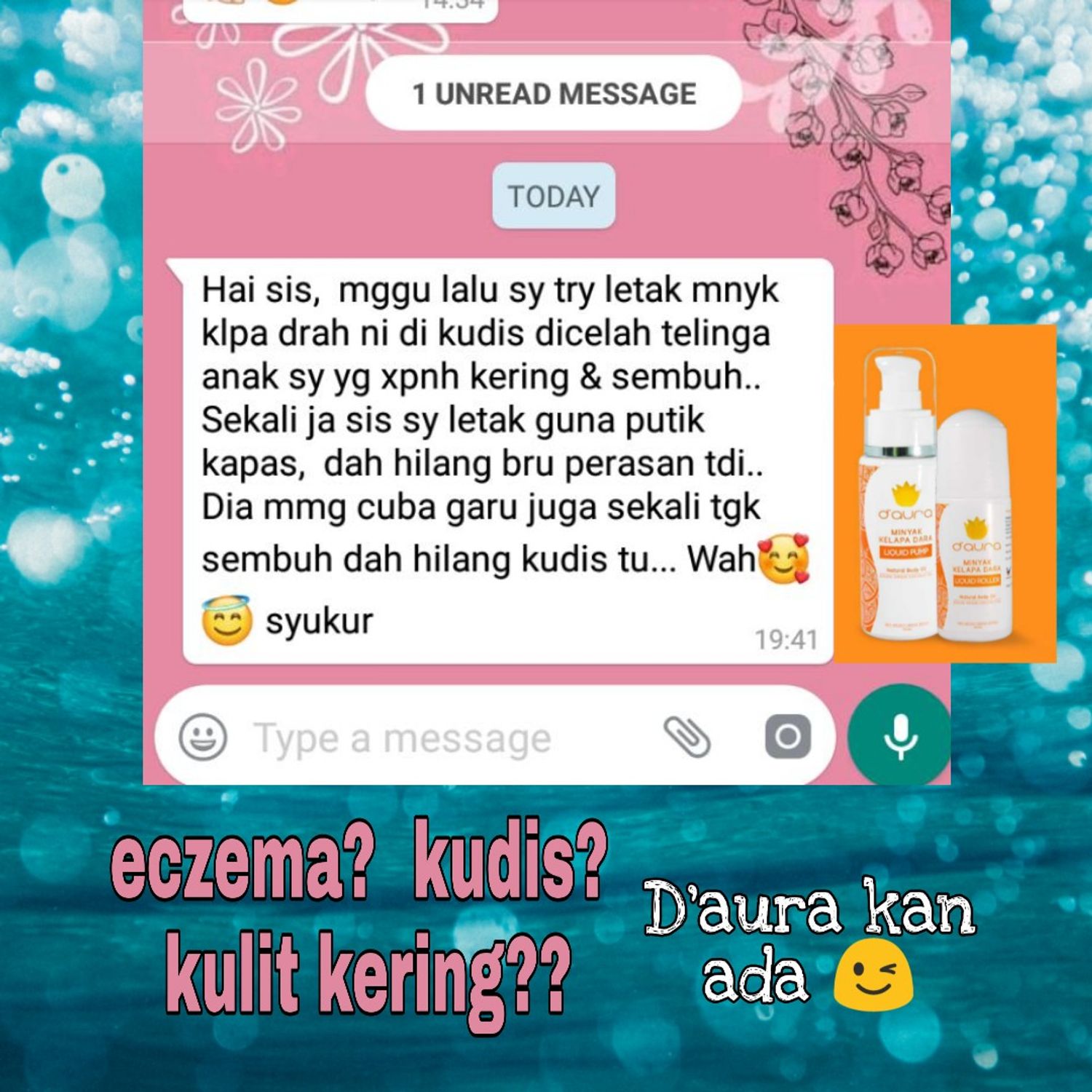 Sis Ra D'Aura - VCO PUMP merawat kudis,eczema dan ruam baby