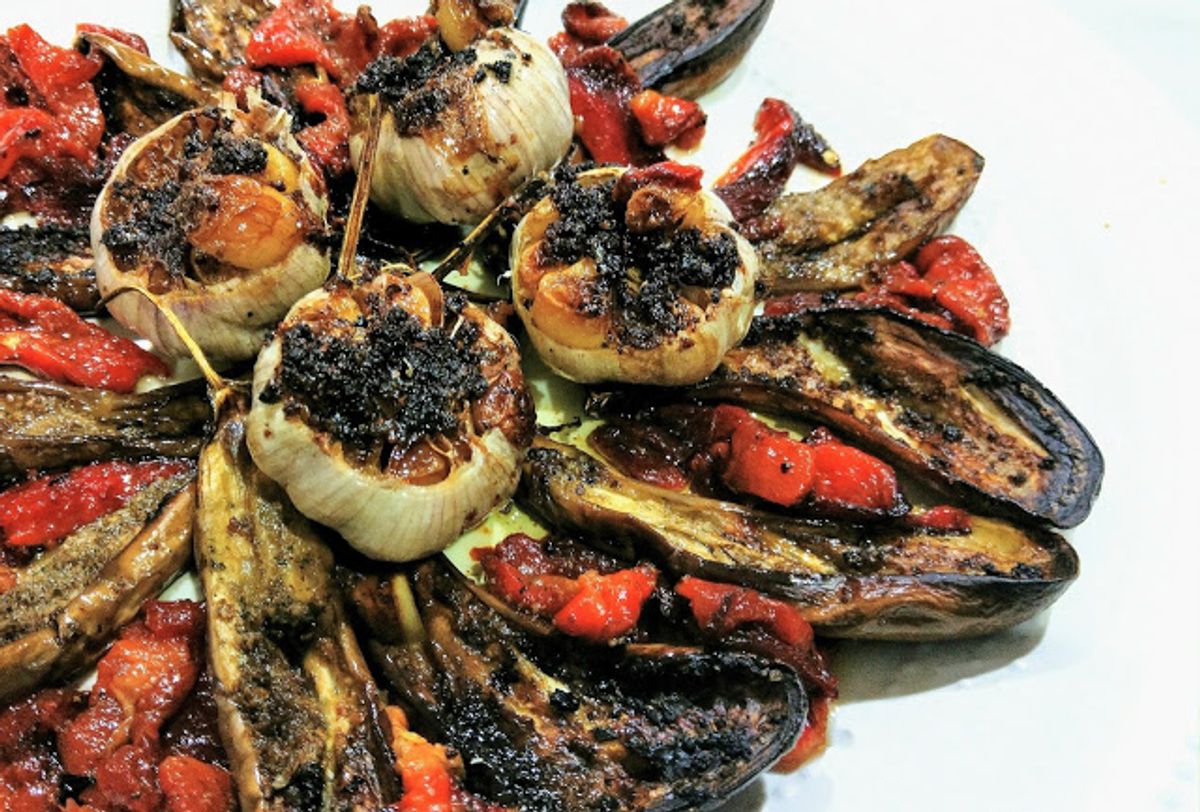 Roasted Garlic and Eggplant with Chargrilled Peppers