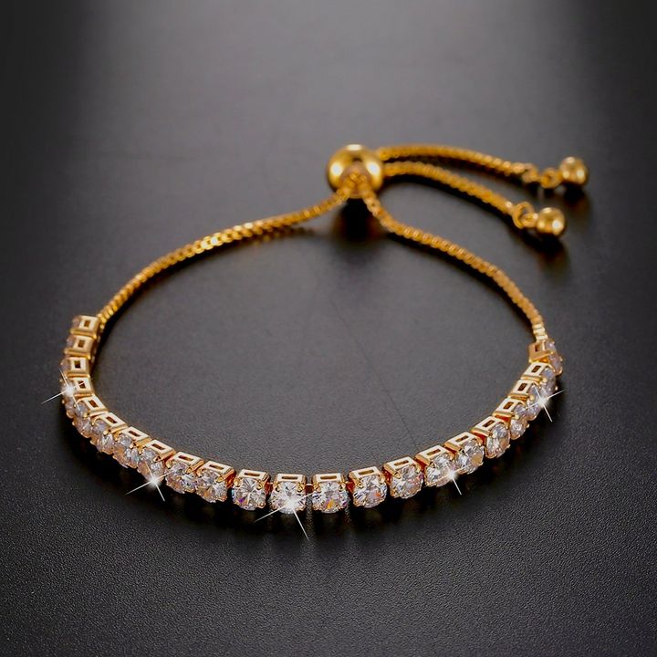 18k Gold Plated Tennis Adjustable Bracelet 1