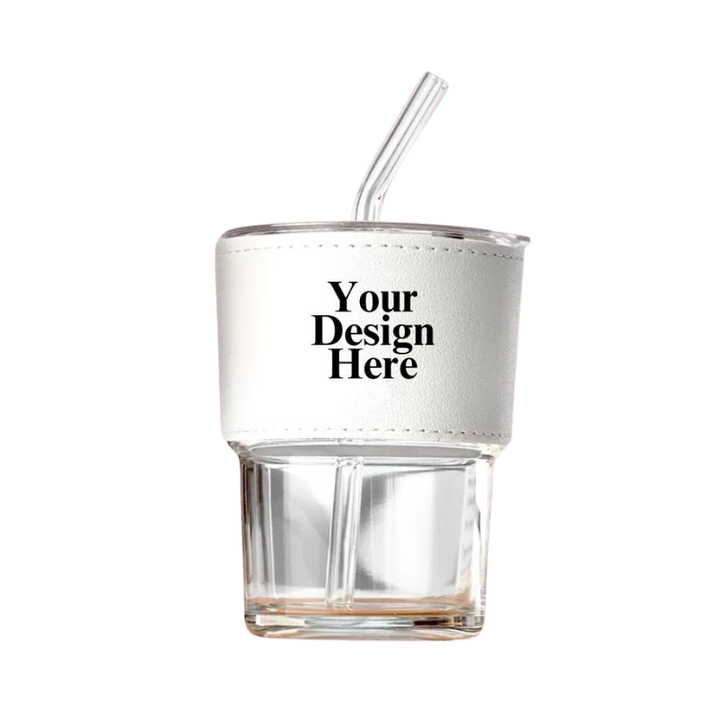 Glass Cup with Straw W T 1