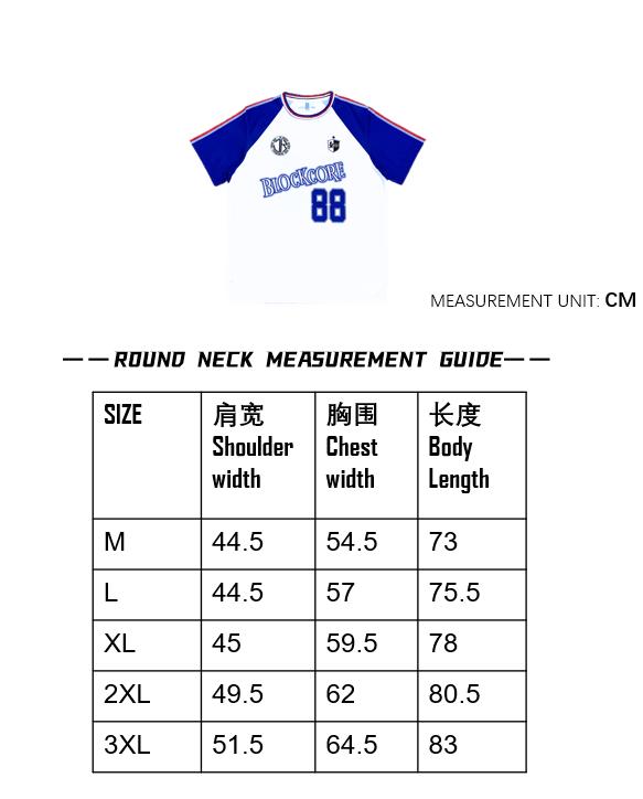 BLOCKCORE TEE SIZE CHART