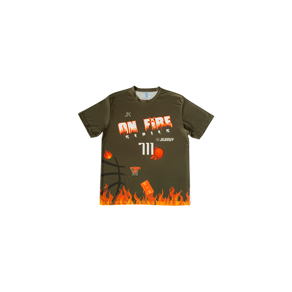 ON FIRE TSHIRT-GREEN FRONT