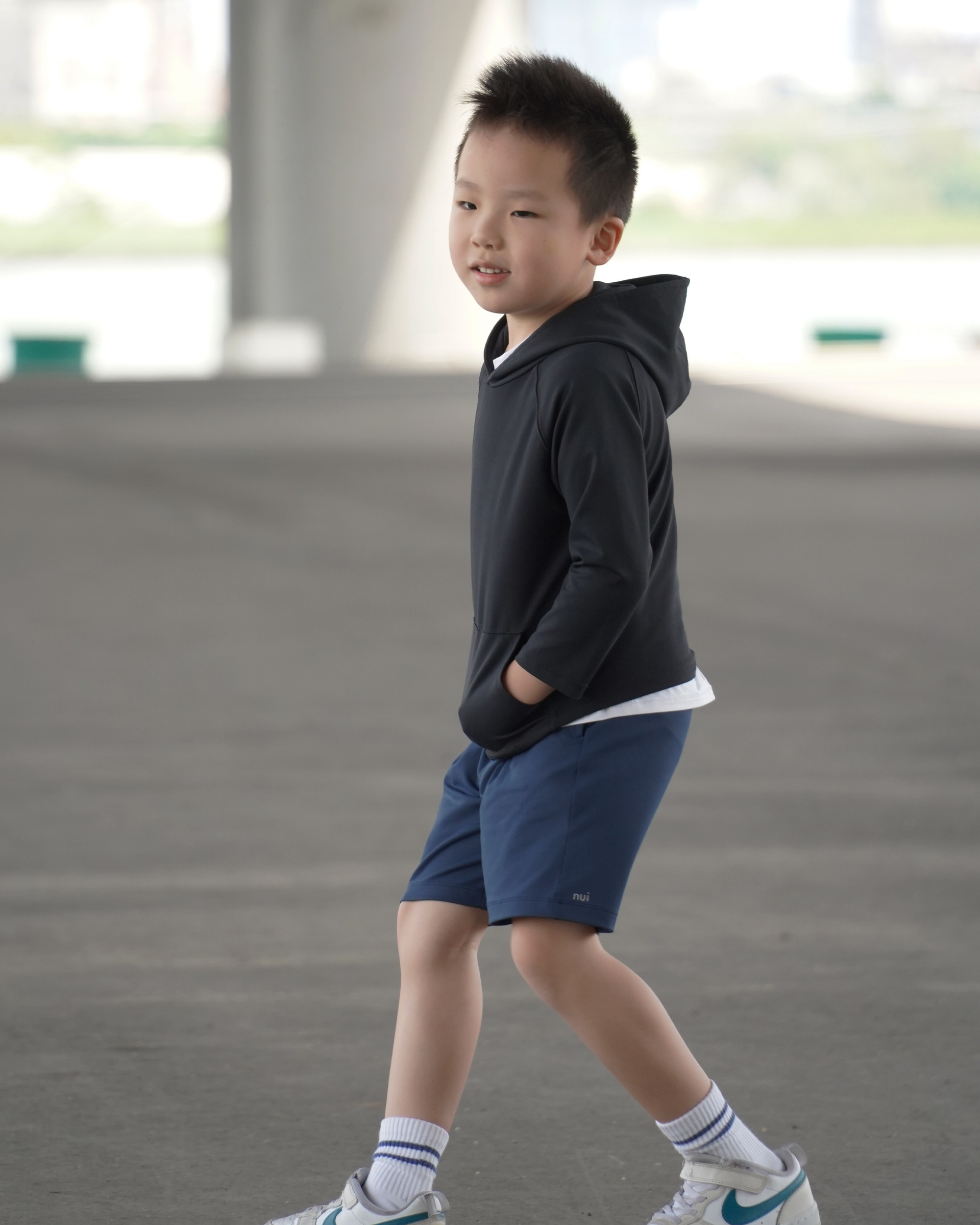 Kids 短褲 深藍+帽T 2