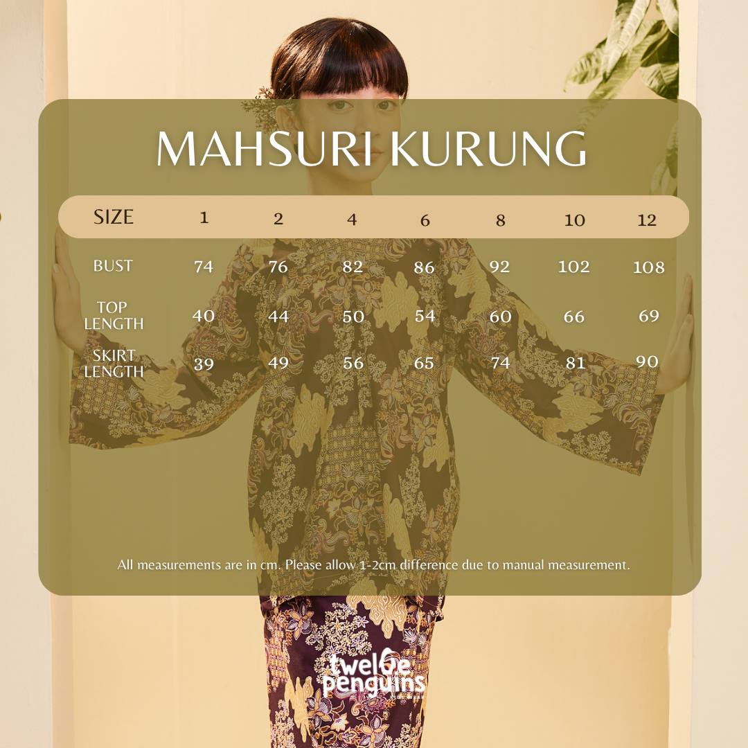 Mahsuri Kurung Size Chart