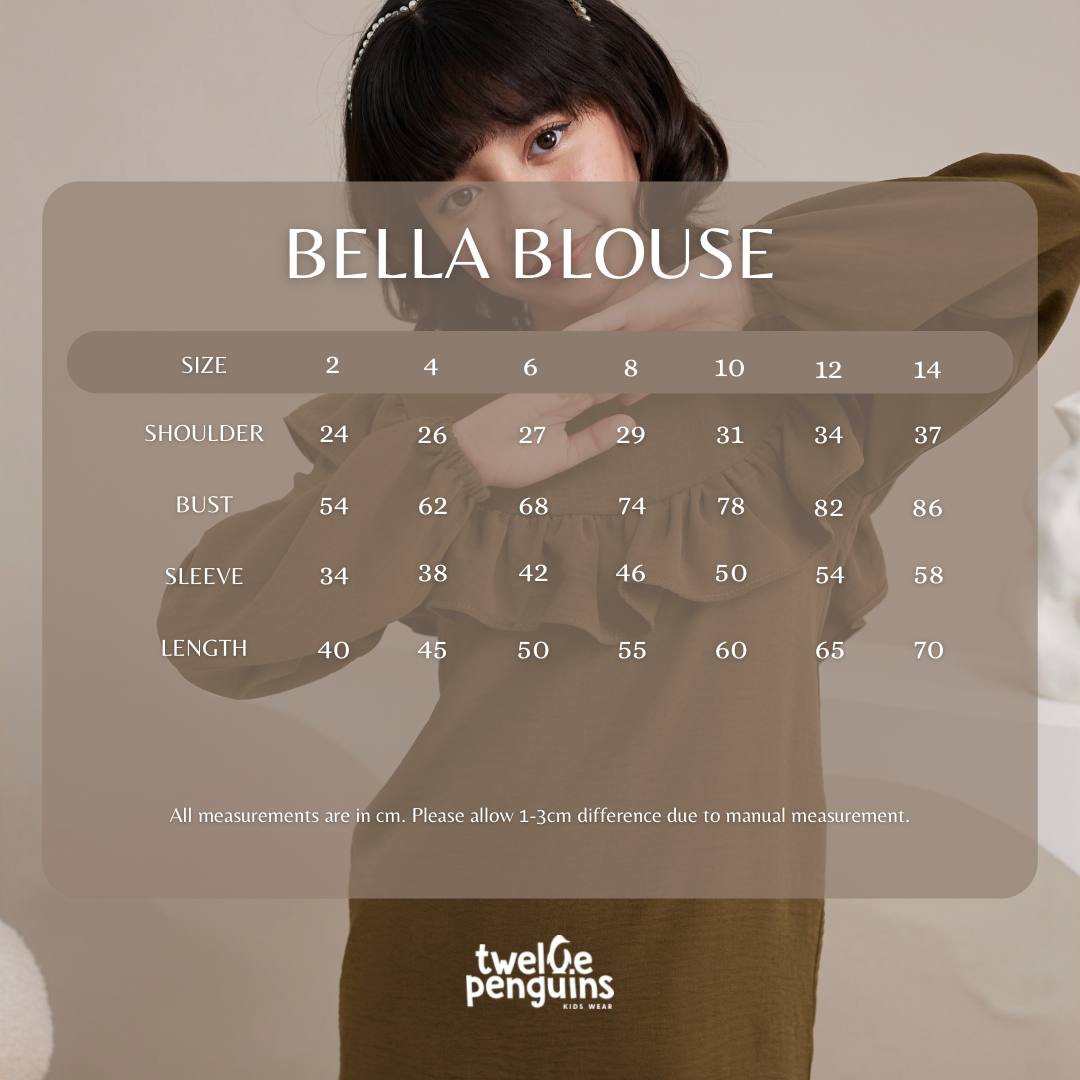 Bella Blouse Size Chart