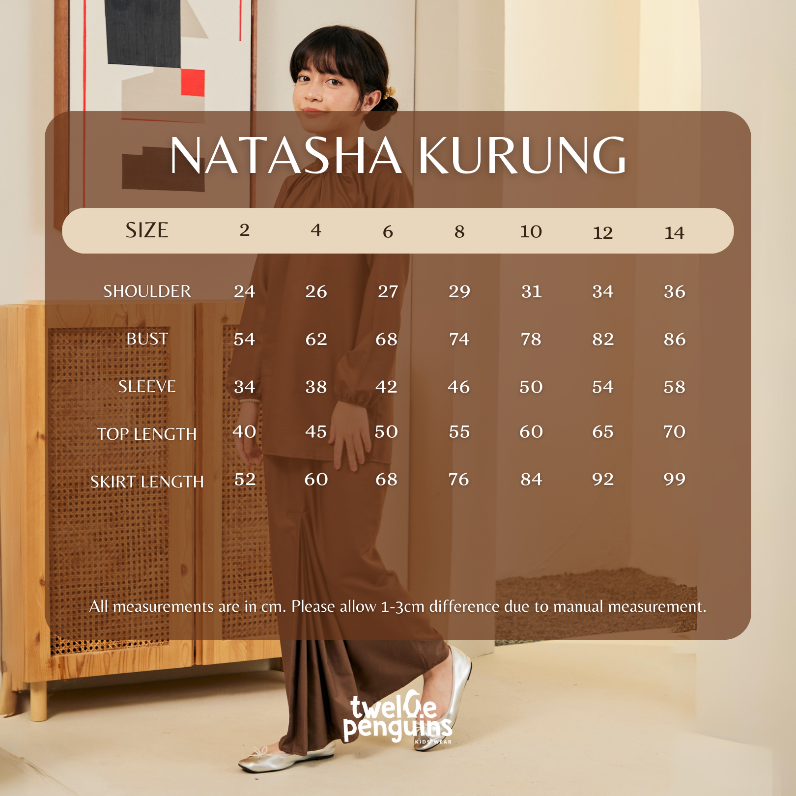 Natasha Kurung Measurement Chart