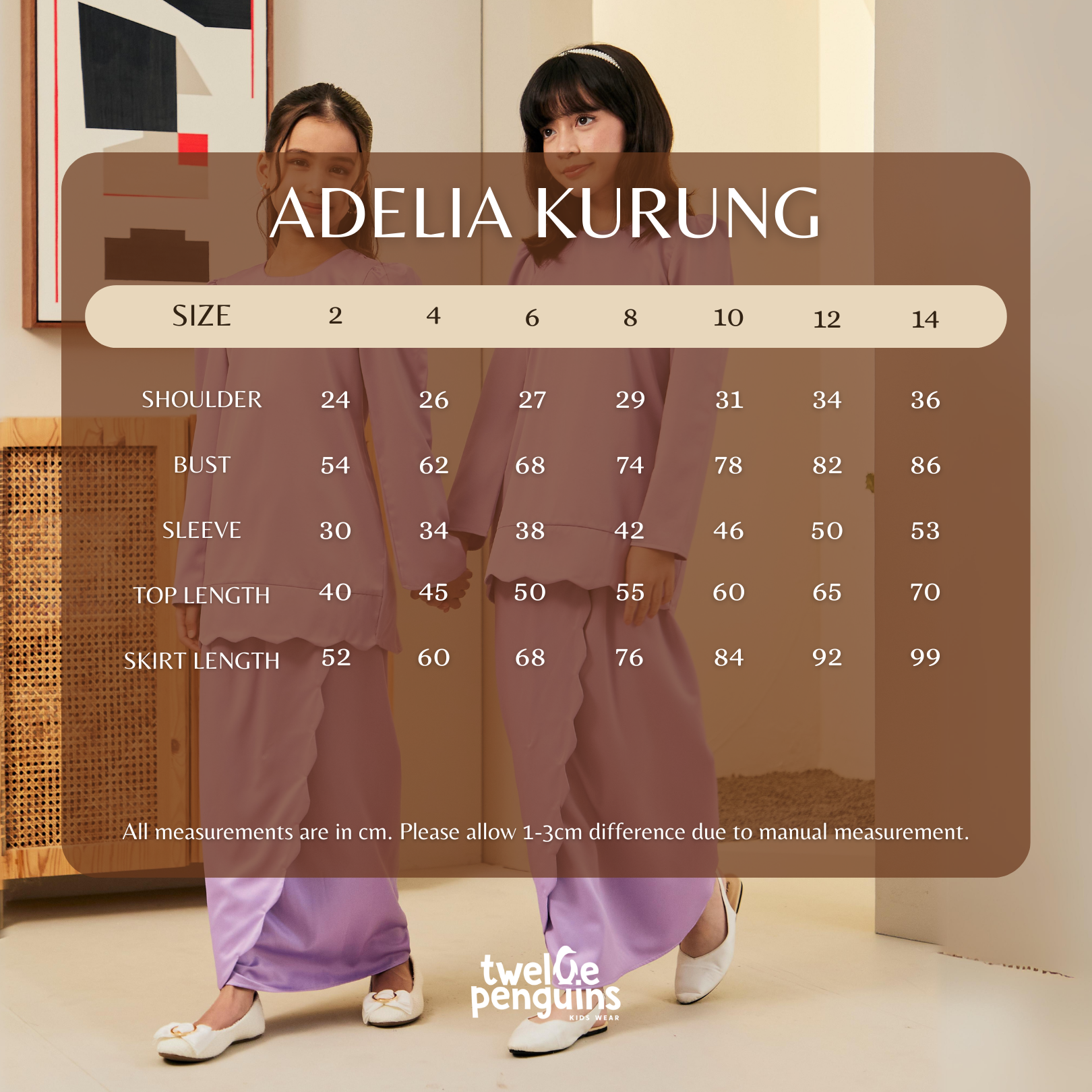Adelia Kurung Measurement Chart