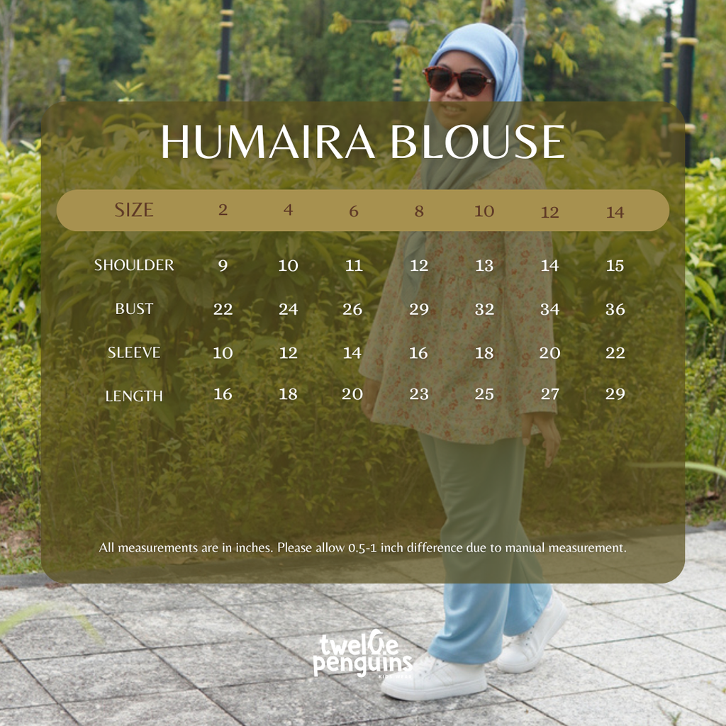 Humaira Blouse Measurement Chart