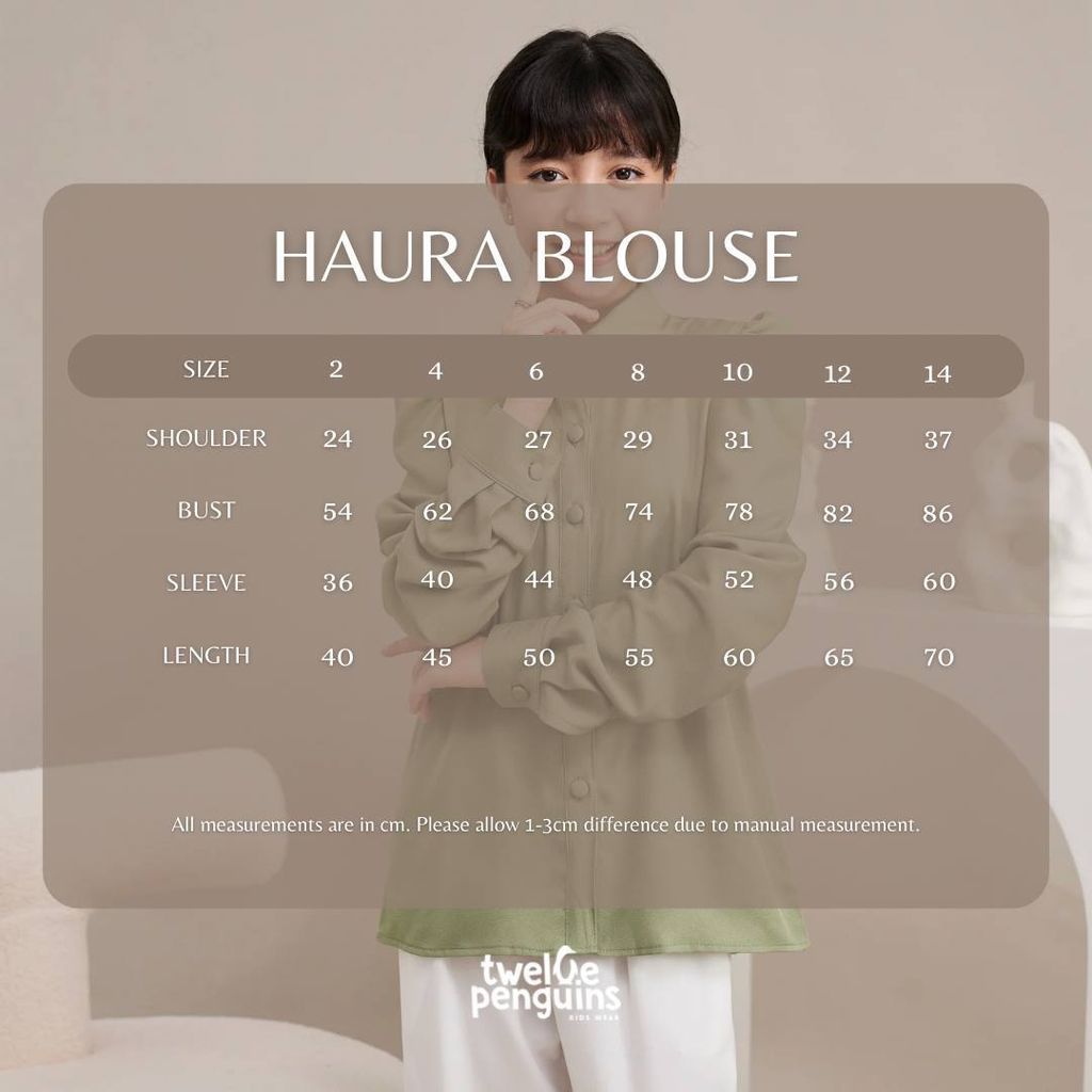 Haura Blouse Size Chart