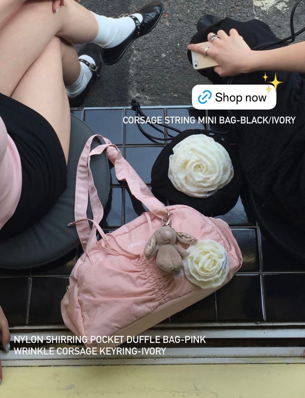 ★emis☆NYLON SHIRRING POCKET DUFFLE BAG EMIS】Nylon Shirring Pocket Duffle Bag – DOAKA