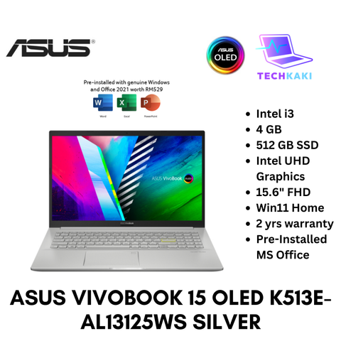 Asus VivoBook 15 OLED K513E-AL13125WS Silver