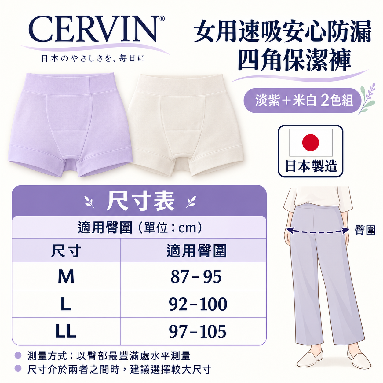 CERVIN防漏内裤尺寸表-3