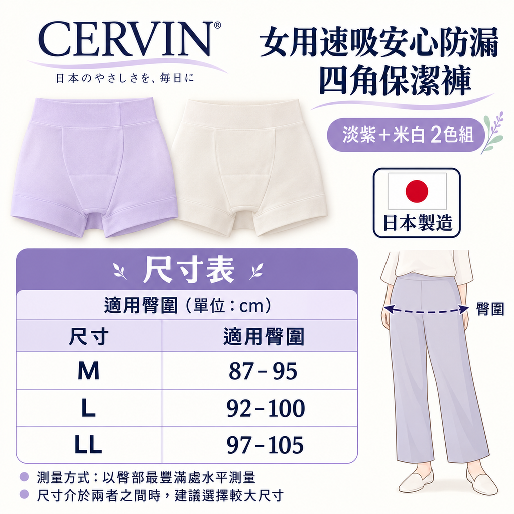 CERVIN防漏内裤尺寸表-3