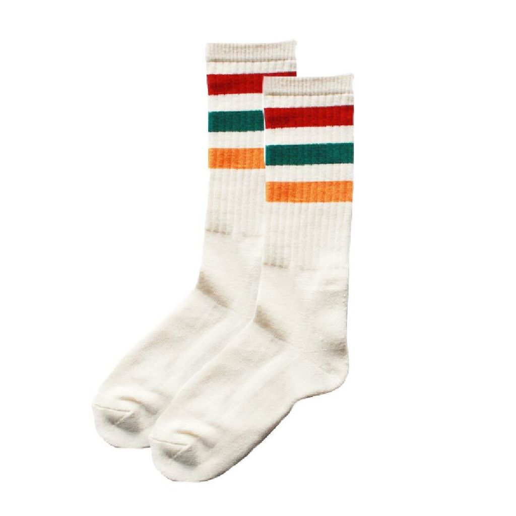 1000-米色彩色條紋襪