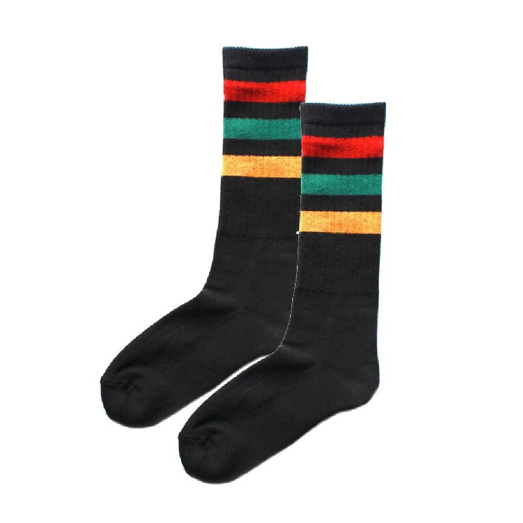1000-黑色彩色條紋襪