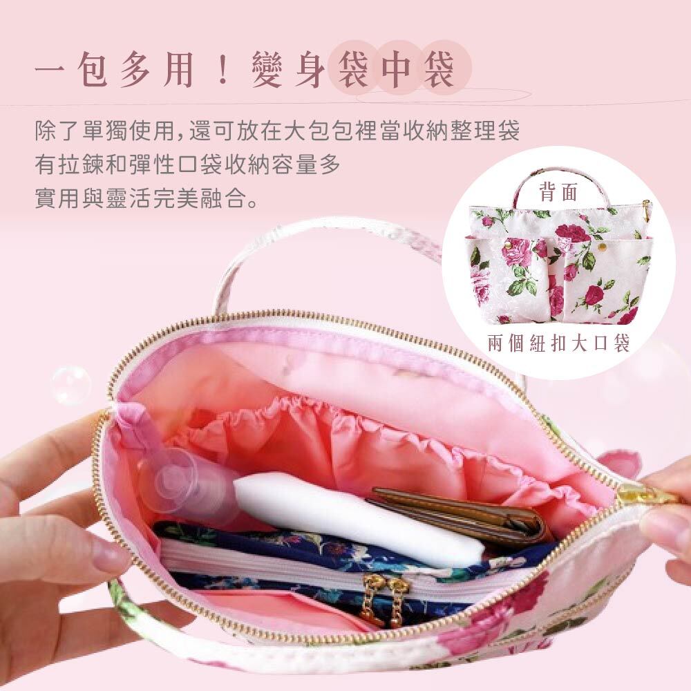 雙層拉鍊雙口袋抗菌手提袋-玫瑰系列_02