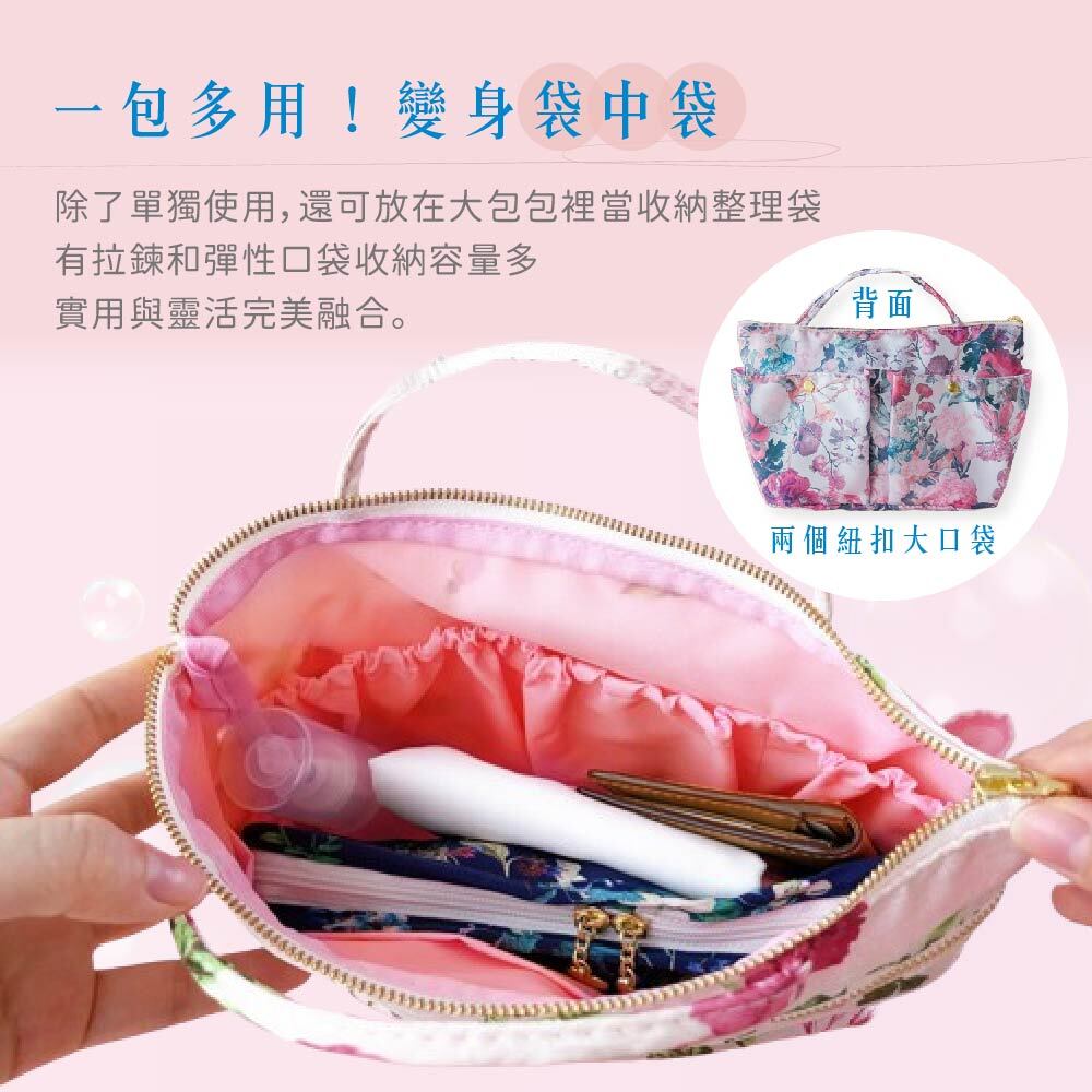 雙層拉鍊雙口袋抗菌手提袋-緹花系列_02