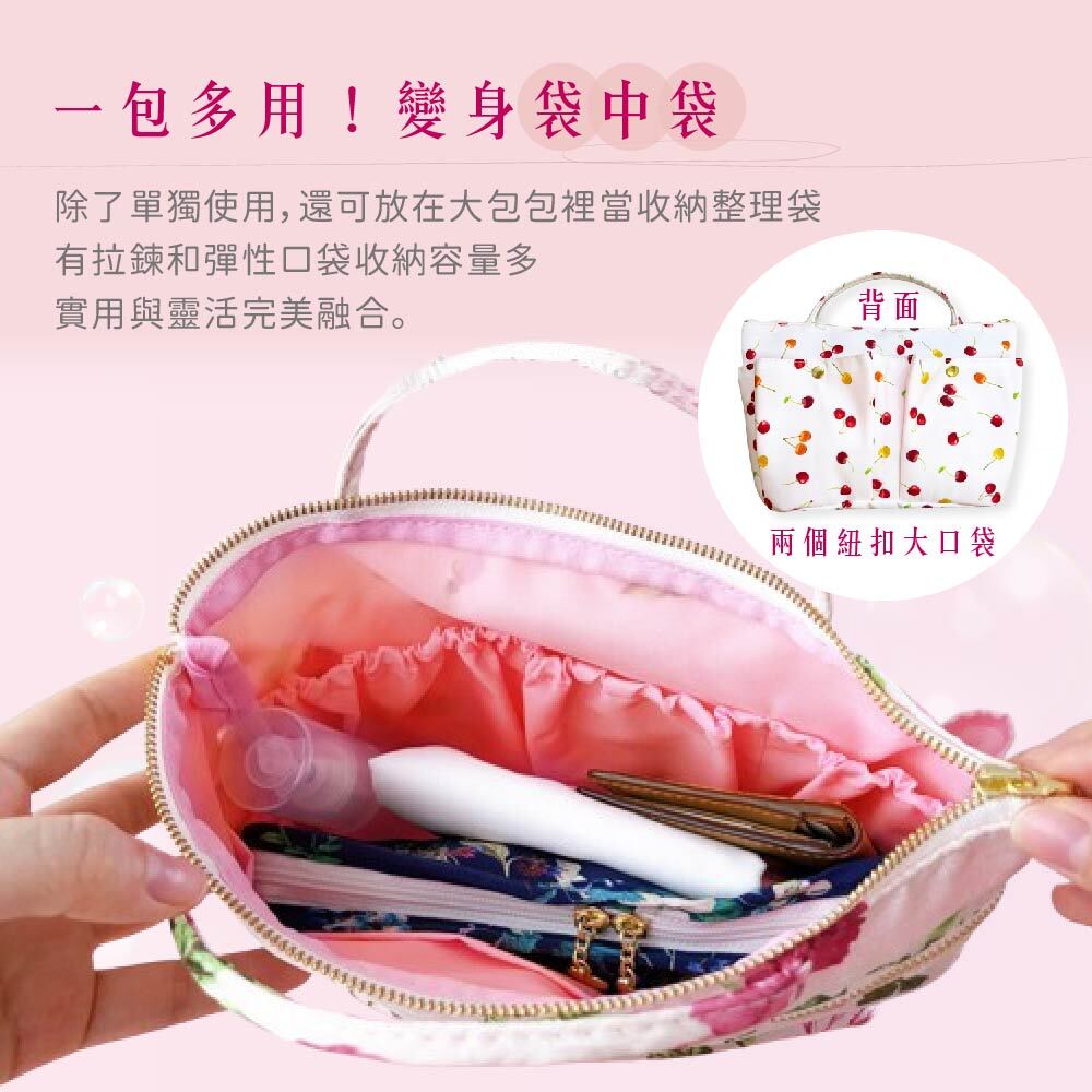 雙層拉鍊雙口袋抗菌手提袋-櫻桃系列_02