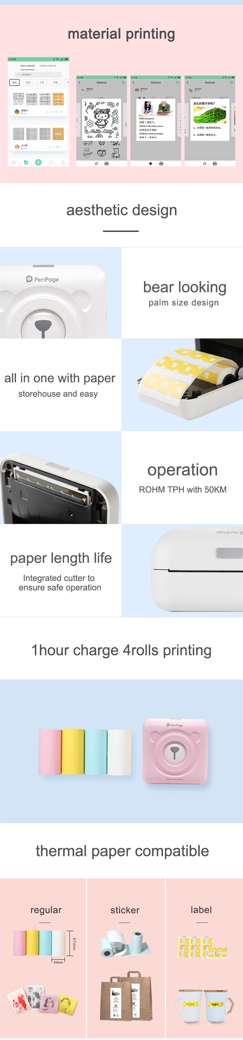 Peripage Bluetooth Portable Mini Printer Photo printer Pocket Mini Sticker Thermal printer for Android iOS phone Oversea Version