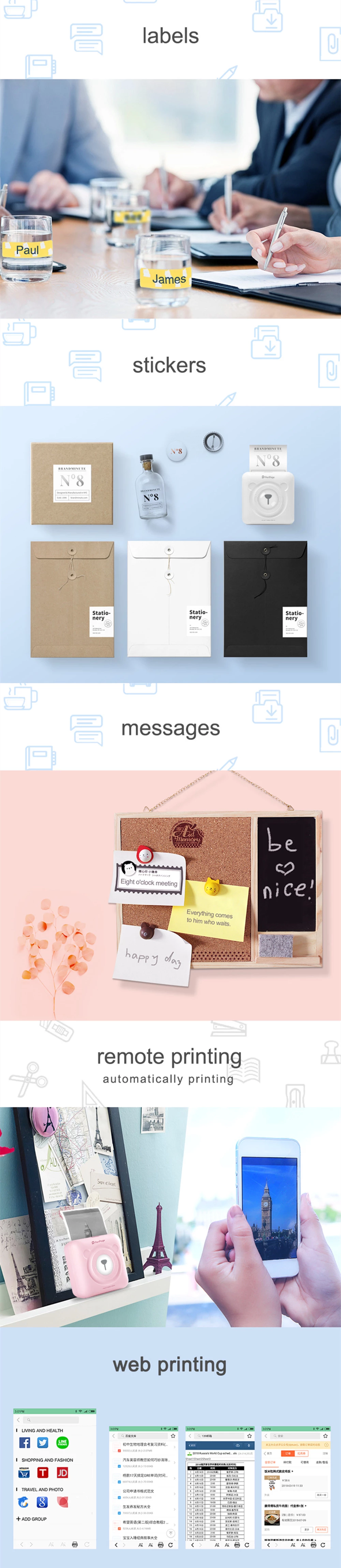 Peripage Bluetooth Portable Mini Printer Photo printer Pocket Mini Sticker Thermal printer for Android iOS phone Oversea Version