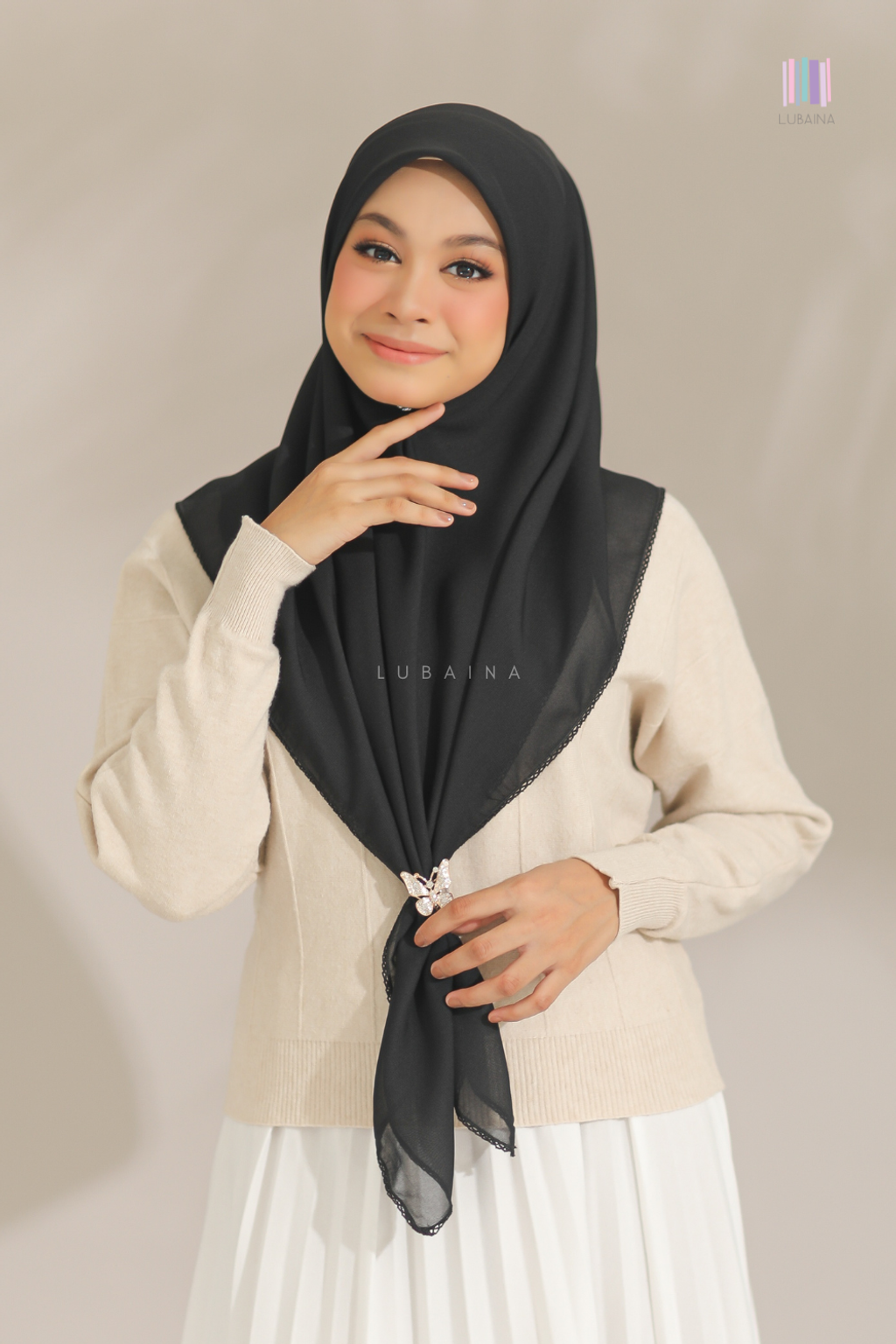 Lubaina-Bawal-Chiffon-Voile-Zahraa-Bidang-45-Black (2)