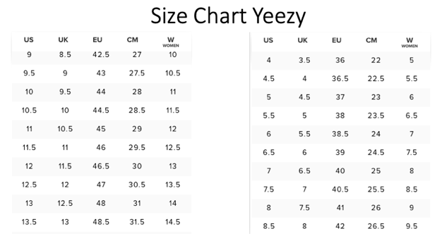 yeezy cm size