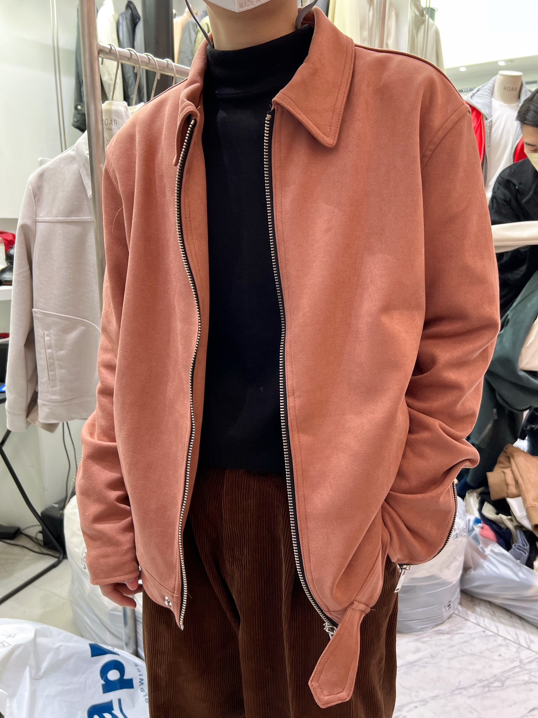 LINE_ALBUM_AJ37 合身版型春款短磨毛麂皮拉鍊夾克 - 4色_230116_3