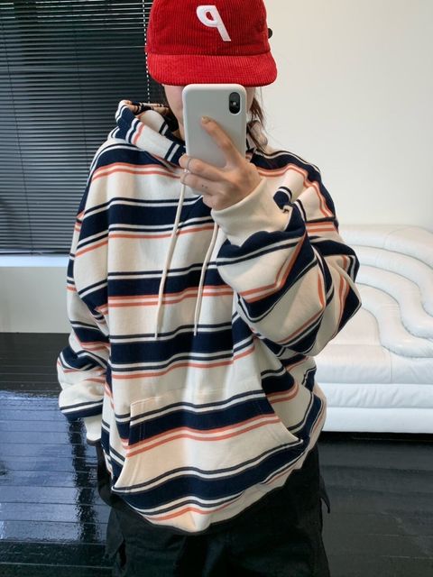 LINE_ALBUM_4OA16  165以下也可以穿的親膚薄絨混色直線條帽T-2色  $1650_241110_29