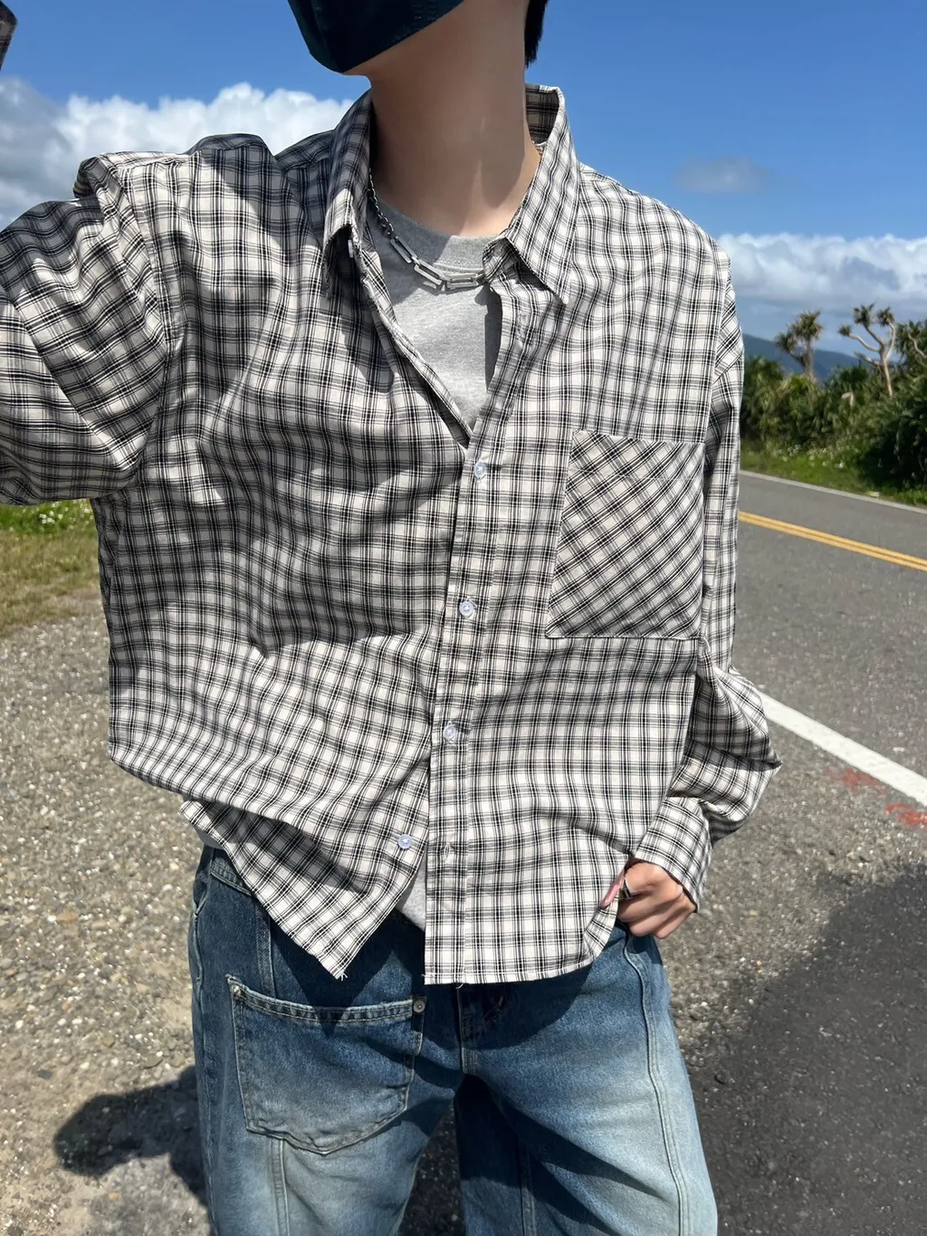 LINE_ALBUM_5MA23 格紋 輕薄 短版長襯 -2色_250311_5