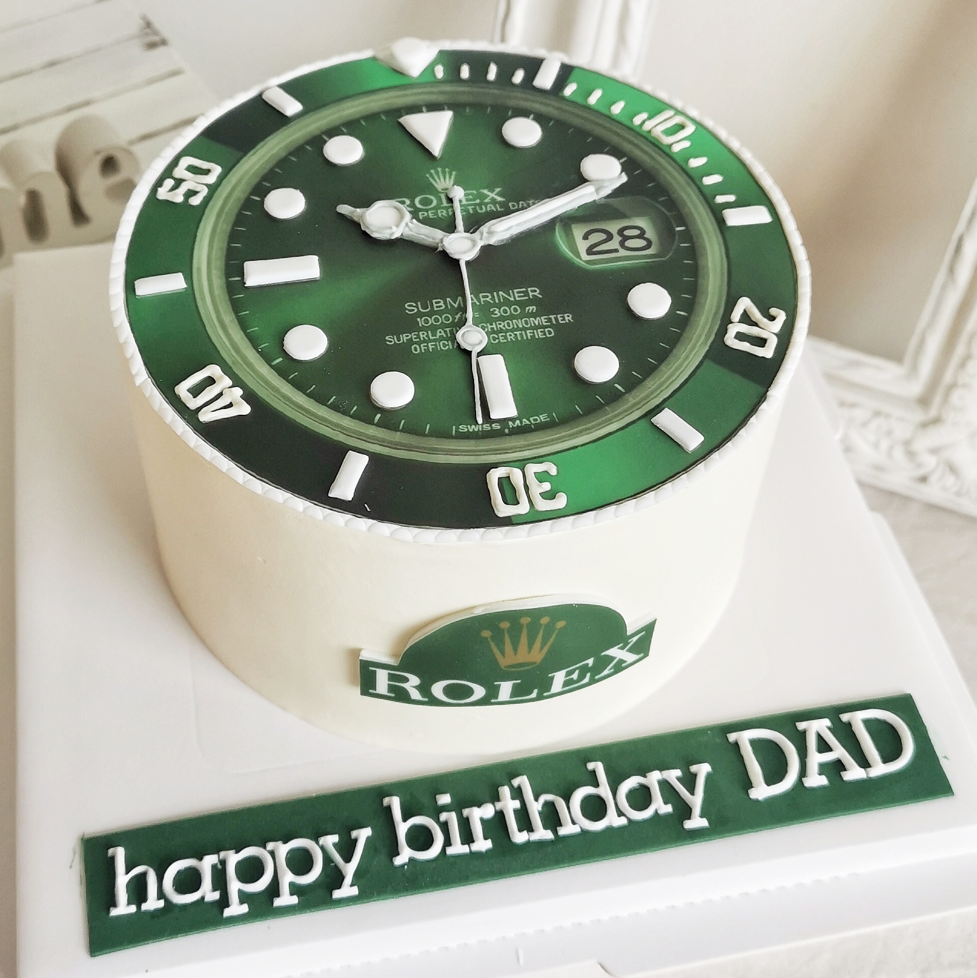 Gold Blue Faced Rolex Watch in a Box Birthday Cake | Susie's Cakes