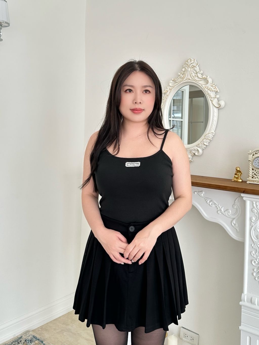 (正韓)刺繡蕾絲短版羅紋胸墊背心 (19)