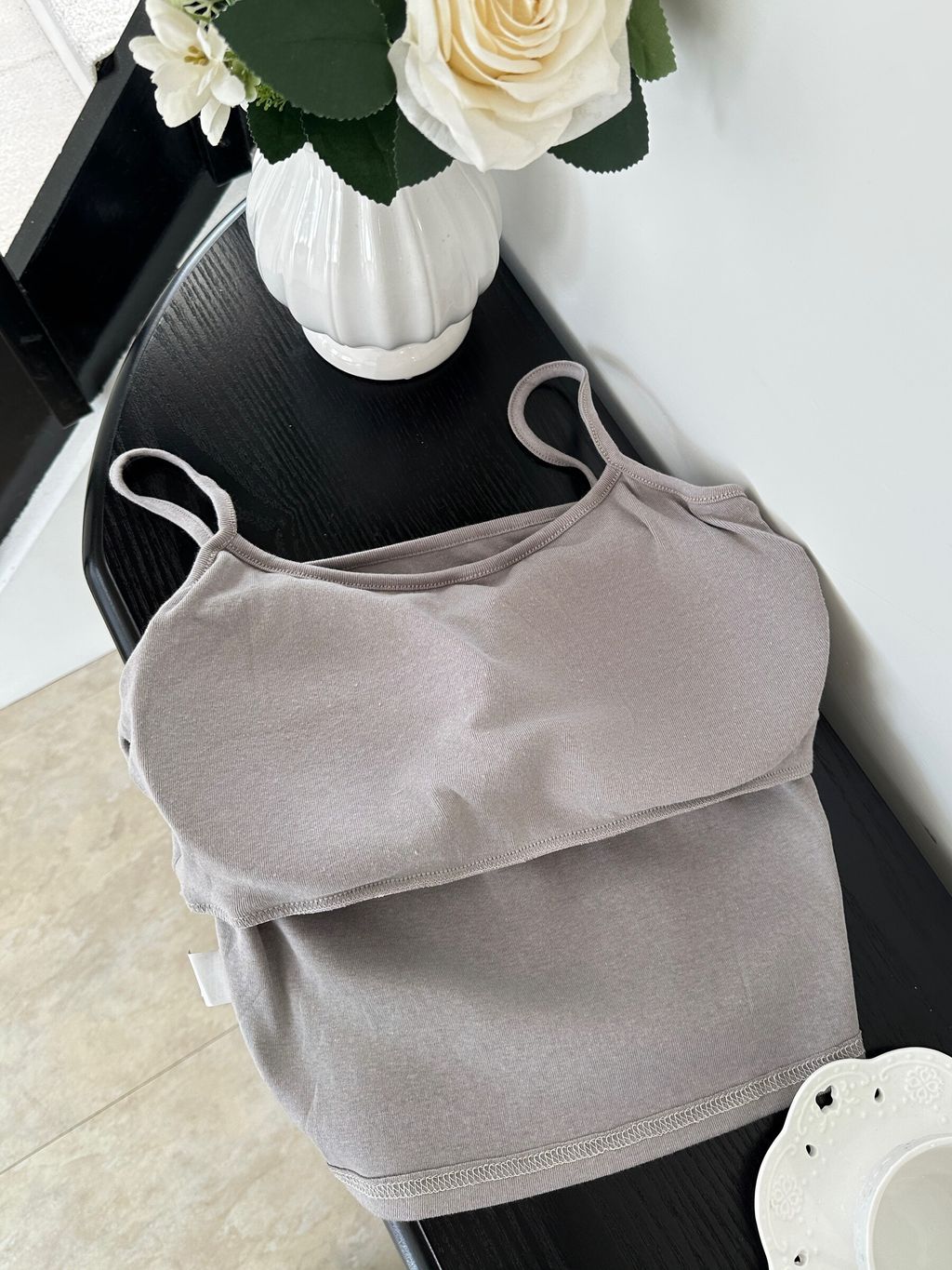 (正韓)刺繡蕾絲短版羅紋胸墊背心 (26)