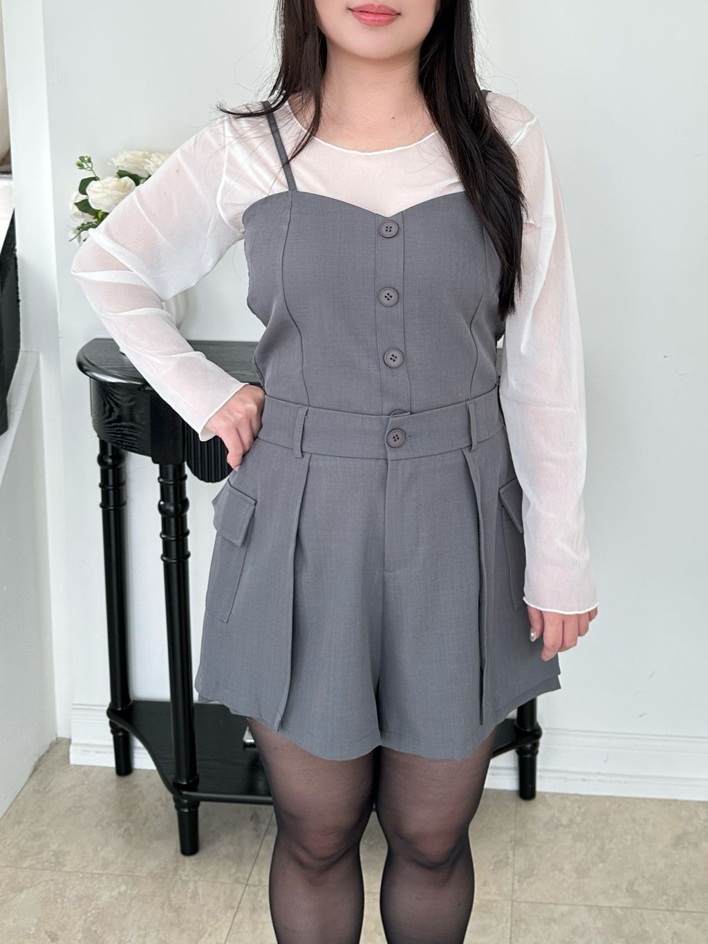 韓系俐落西裝背心短褲套裝 (10)