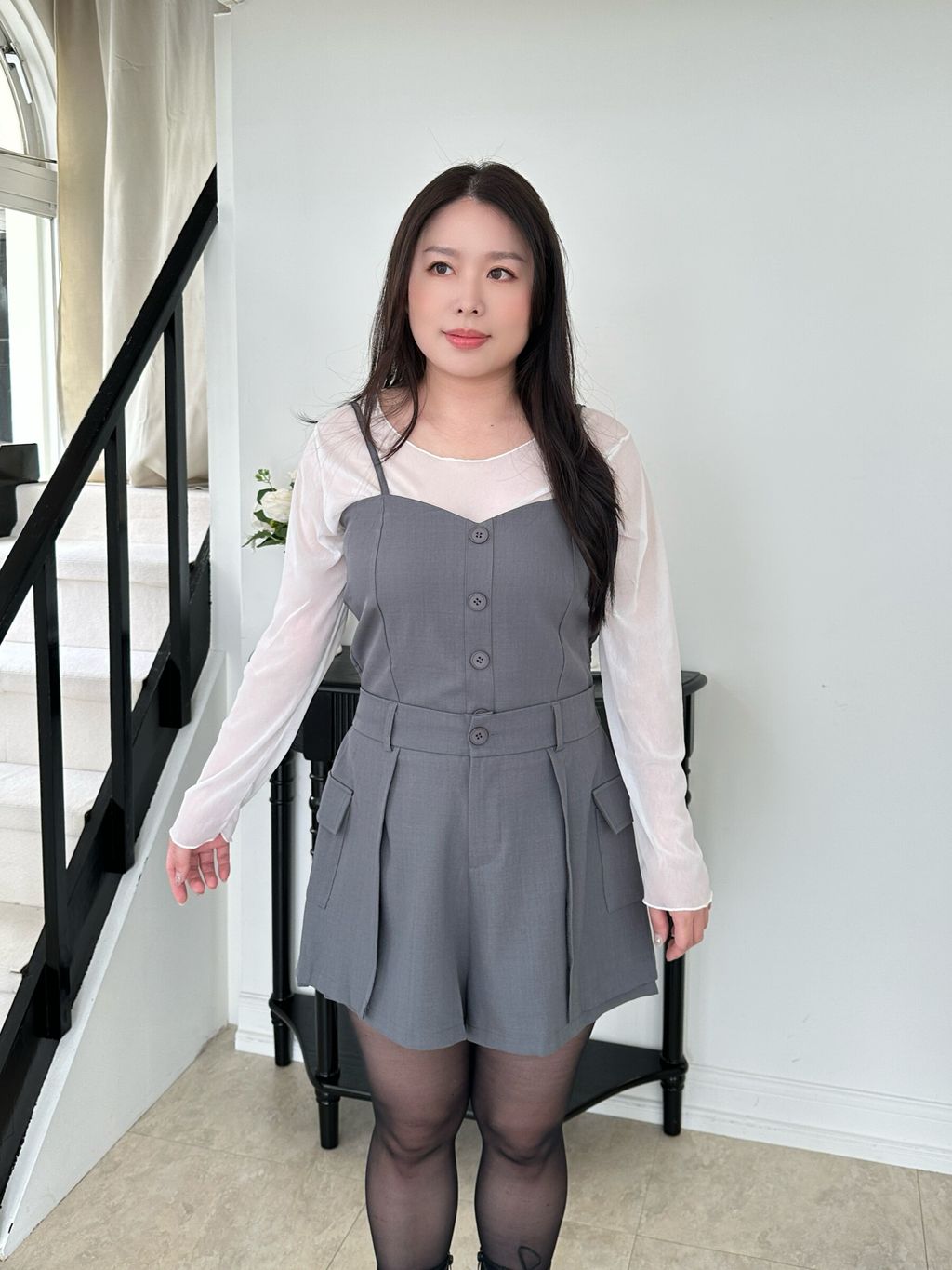 韓系俐落西裝背心短褲套裝 (15)