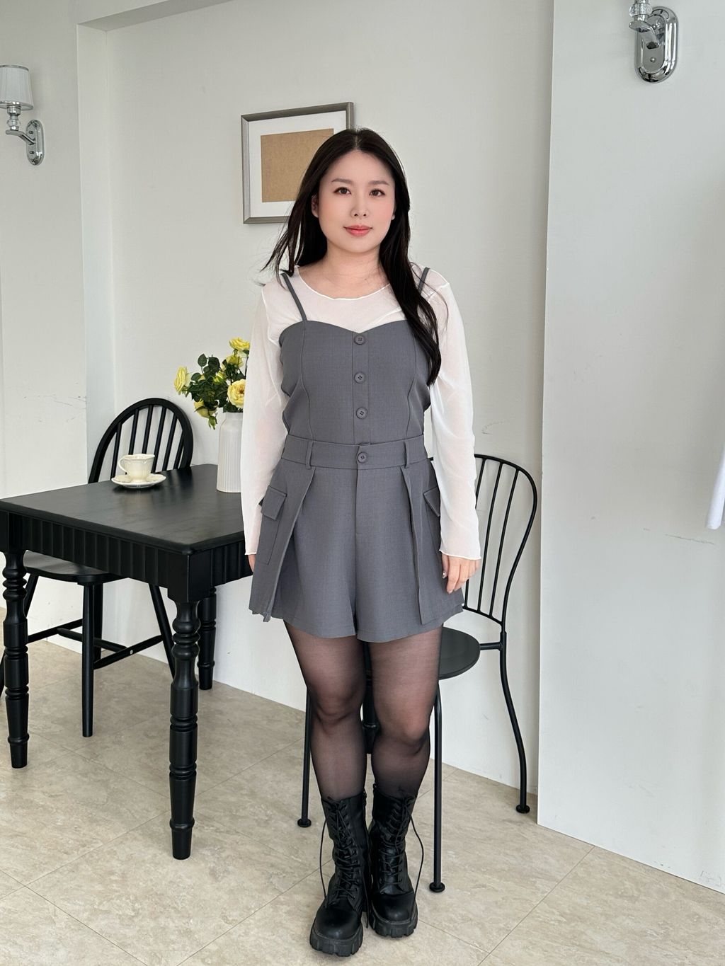 韓系俐落西裝背心短褲套裝 (11)