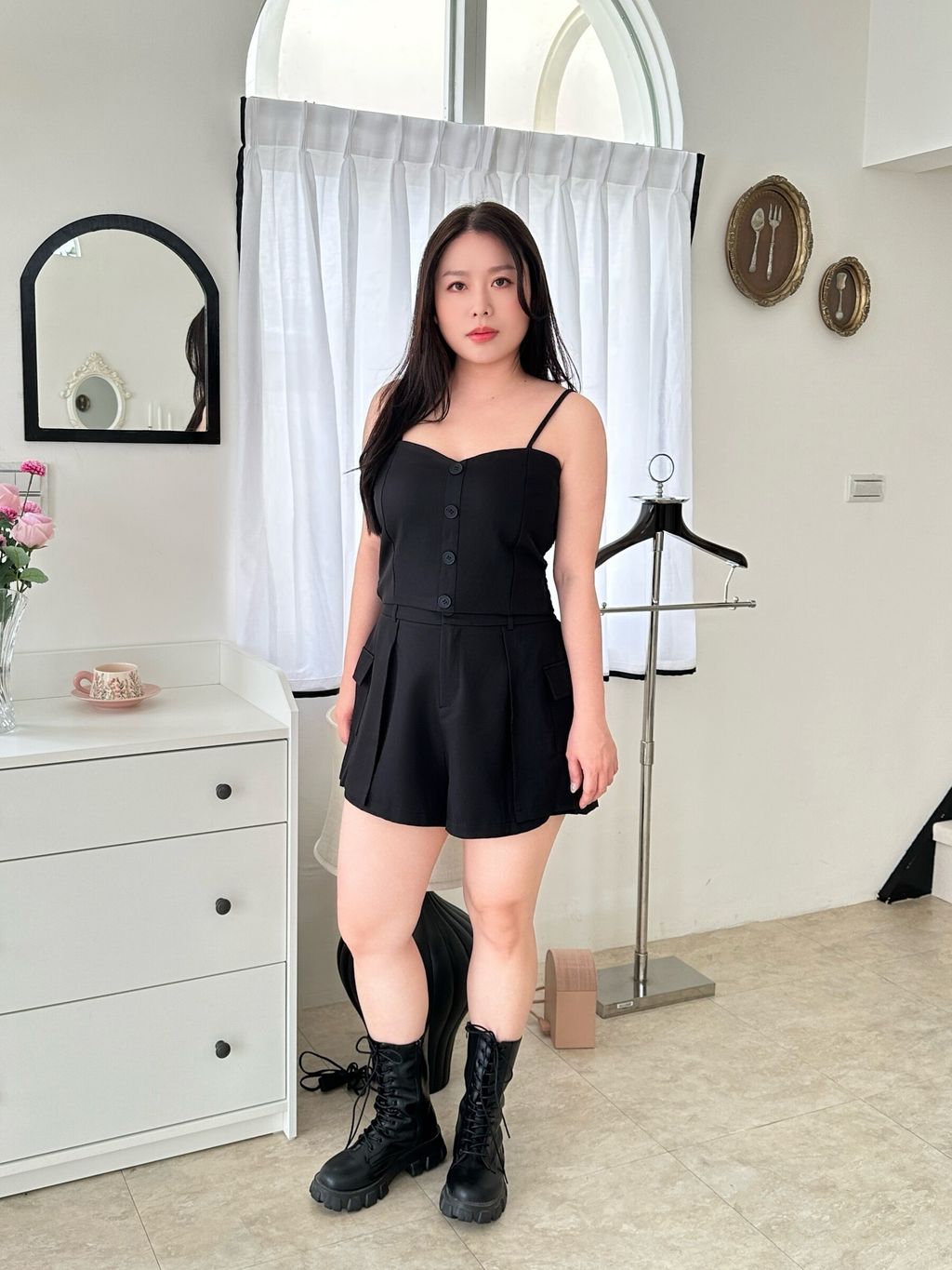 韓系俐落西裝背心短褲套裝 (12)