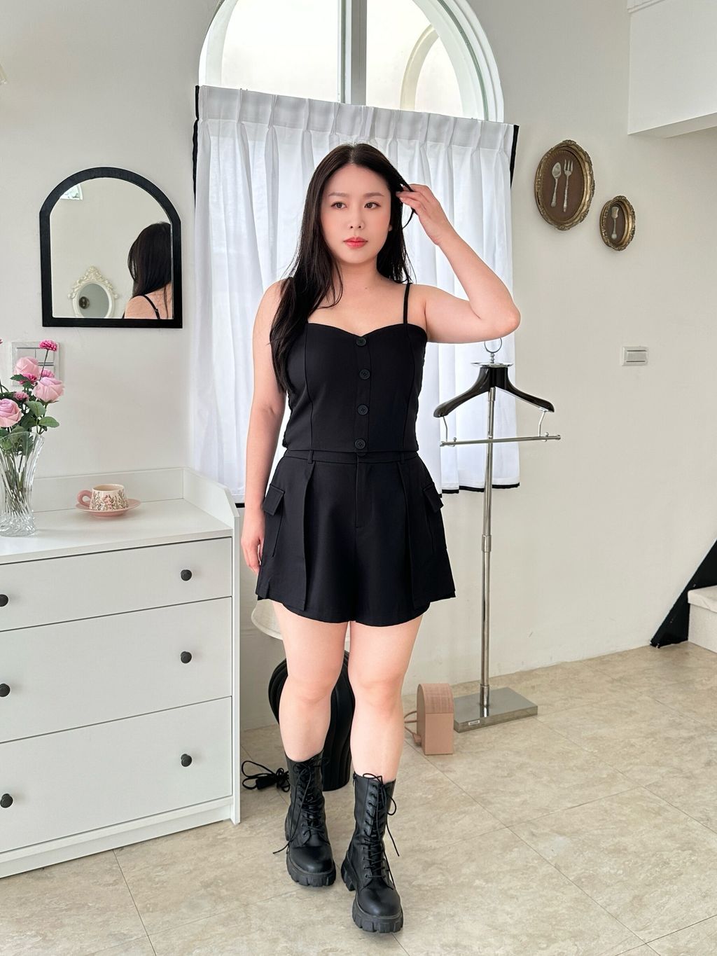 韓系俐落西裝背心短褲套裝 (13)